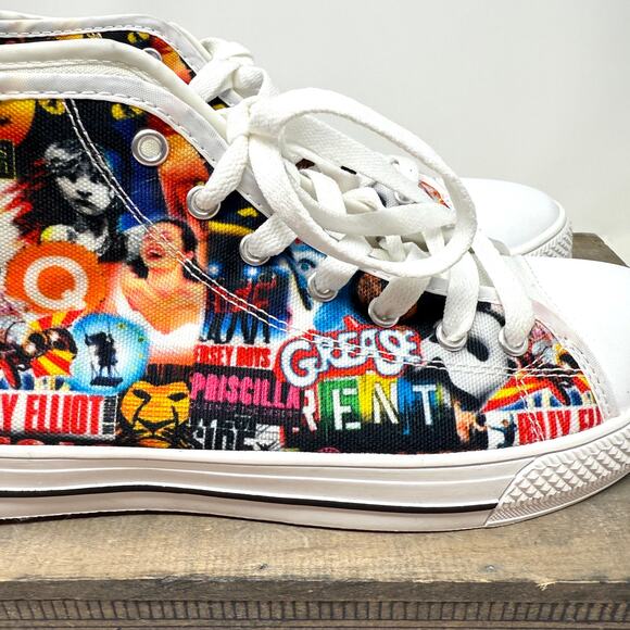 Broadway Theater Grease Wicked Mamma Mia Rent High Top Sneakers Size 7 - Picture 6 of 10